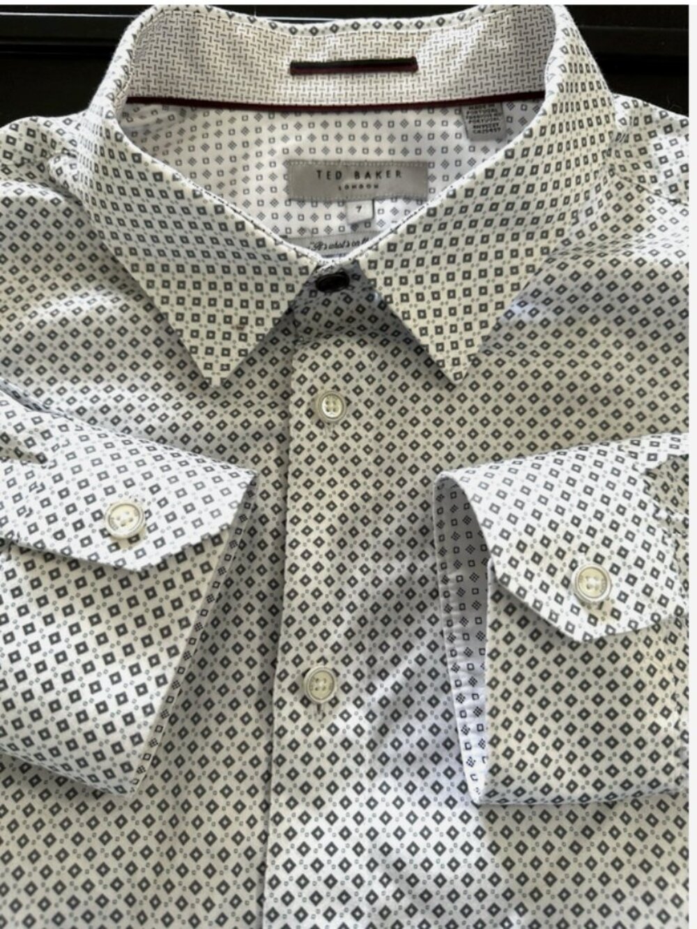 TED BAKER London 7 XXL Merci Dress Shirt Diamond Print